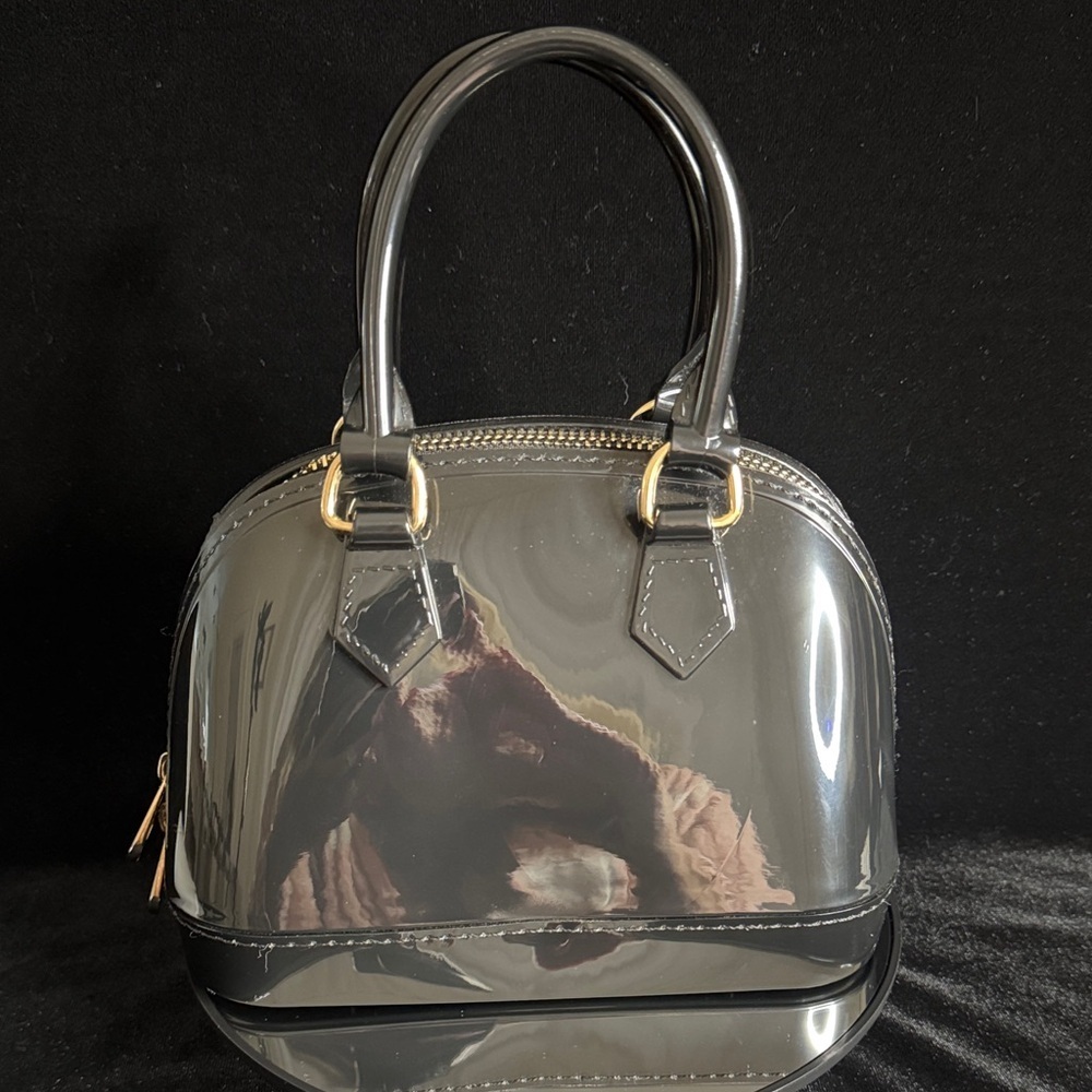 Elegant Black Glossy Mini Bag/Crossbody - Picture 3 of 5